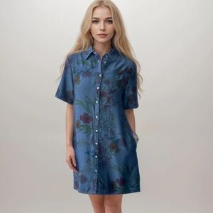 Johnny Was Liliana Blue Floral Dress M